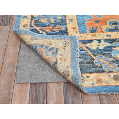 Oushak And Peshawar Wool Hand Knotted Rug Blue Blue 9.4X12.4 -O086506