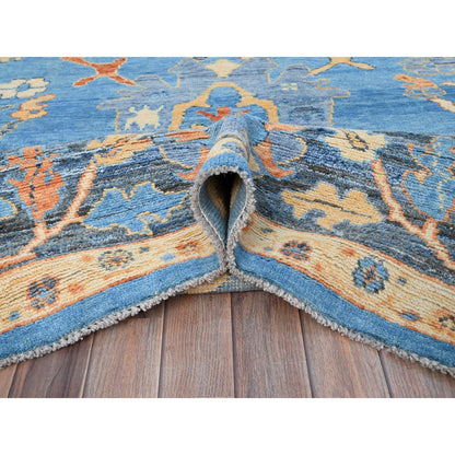 Oushak And Peshawar Wool Hand Knotted Rug Blue Blue 9.4X12.4 -O086506