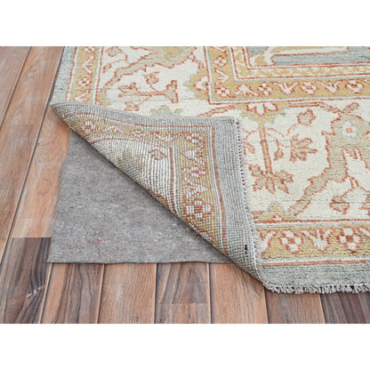 Oushak And Peshawar Wool Hand Knotted Rug Grey Ivory 10.1X13.8 -O086507