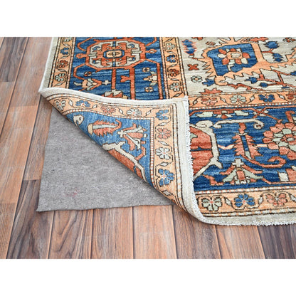 Tribal & Geometric Wool Hand Knotted Rug Orange Bayern Blue 8.0X10.0 -O086509