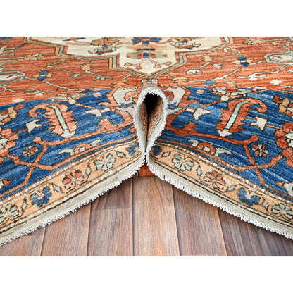 Tribal & Geometric Wool Hand Knotted Rug Orange Bayern Blue 8.0X10.0 -O086509