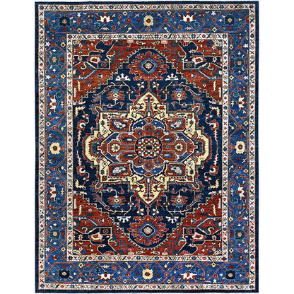 Heriz Wool Hand Knotted Rug Blue Imperial Blue 9.2X11.8 -O086510