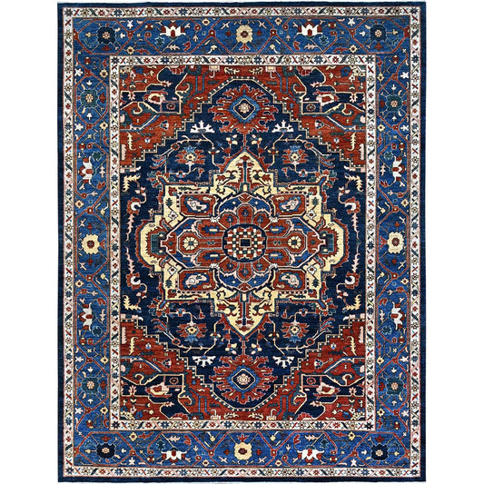 Heriz Wool Hand Knotted Rug Blue Imperial Blue 9.2X11.8 -O086510