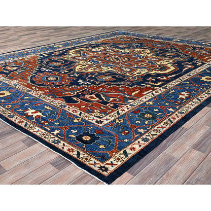 Heriz Wool Hand Knotted Rug Blue Imperial Blue 9.2X11.8 -O086510