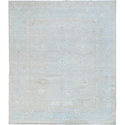Oushak And Peshawar Wool Hand Knotted Rug Grey Blue 8.2X9.6 -O086512