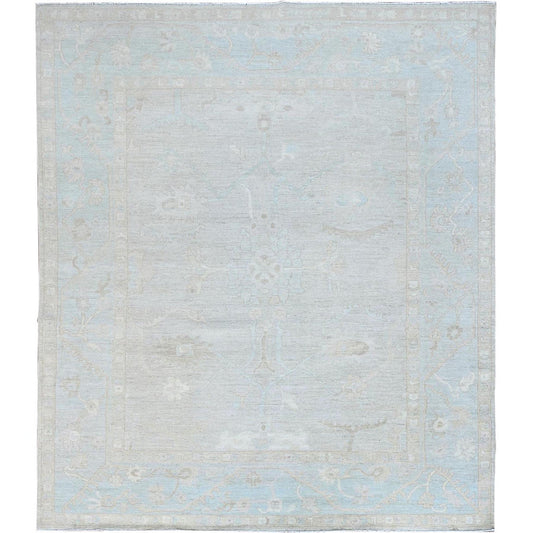 Oushak And Peshawar Wool Hand Knotted Rug Grey Blue 8.2X9.6 -O086512