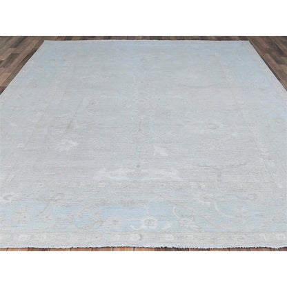 Oushak And Peshawar Wool Hand Knotted Rug Grey Blue 8.2X9.6 -O086512