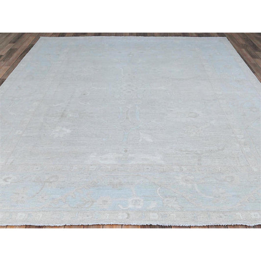 Oushak And Peshawar Wool Hand Knotted Rug Grey Blue 8.2X9.6 -O086512