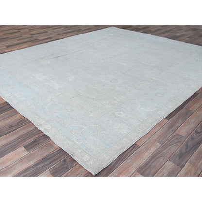 Oushak And Peshawar Wool Hand Knotted Rug Grey Blue 8.2X9.6 -O086512