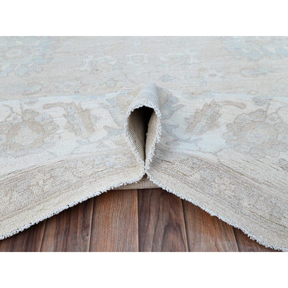 Oushak And Peshawar Wool Hand Knotted Rug Grey Ivory 8.11X11.10 -O086513