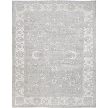 Oushak And Peshawar Wool Hand Knotted Rug Grey Ivory 9.1X11.5 -O086514