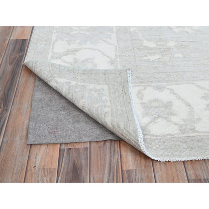 Oushak And Peshawar Wool Hand Knotted Rug Grey Ivory 9.1X11.5 -O086514