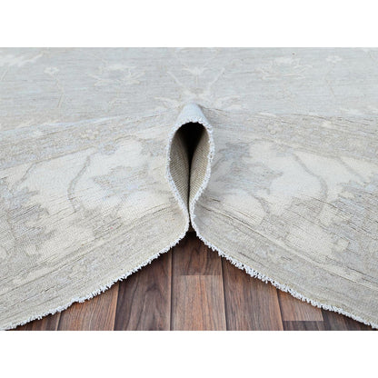 Oushak And Peshawar Wool Hand Knotted Rug Grey Ivory 9.1X11.5 -O086514