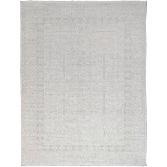 Khotan and Samarkand Wool Hand Knotted Rug Ivory Ivory 9.11X13.10 -O086515