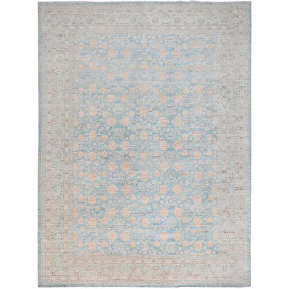 Khotan and Samarkand Wool Hand Knotted Rug Blue Blue 9.11X13.6 -O086517