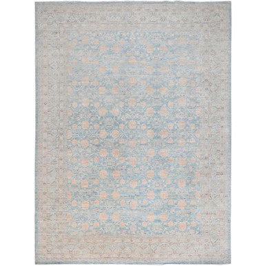 Khotan and Samarkand Wool Hand Knotted Rug Blue Blue 9.11X13.6 -O086517