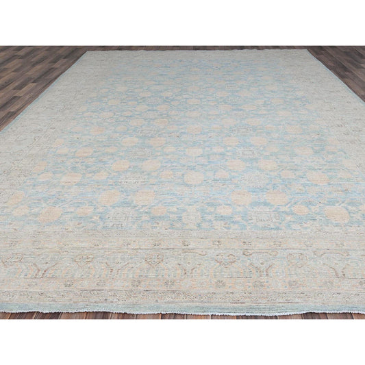 Khotan and Samarkand Wool Hand Knotted Rug Blue Blue 9.11X13.6 -O086517