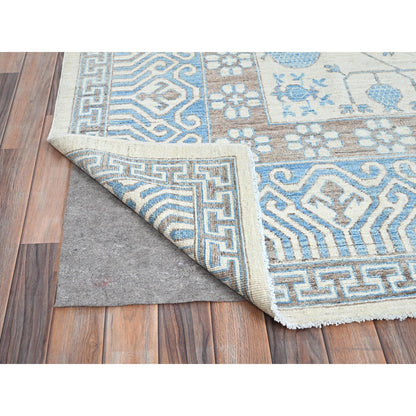 Oushak And Peshawar Wool Hand Knotted Rug Ivory White 9.11X13.7 -O086518