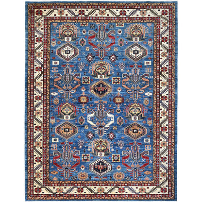 Kazak Wool Hand Knotted Rug Blue Ivory 9.3X11.10 -O086533