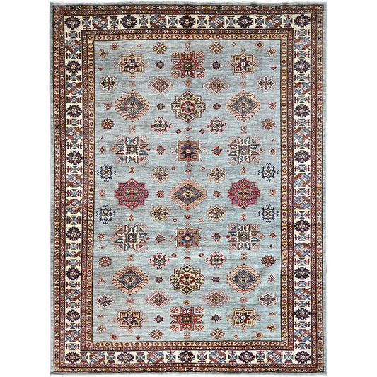 Kazak Wool Hand Knotted Rug Grey Ivory 8.11X11.11 -O086535