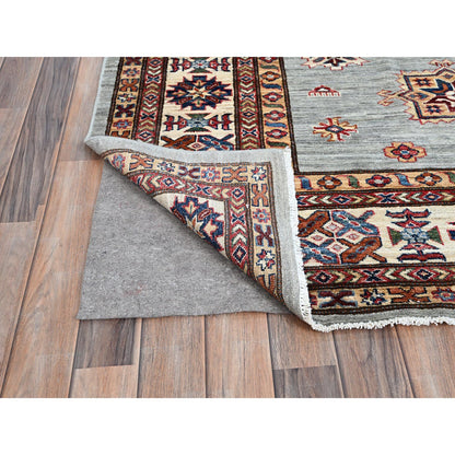 Kazak Wool Hand Knotted Rug Grey Ivory 8.11X11.11 -O086535