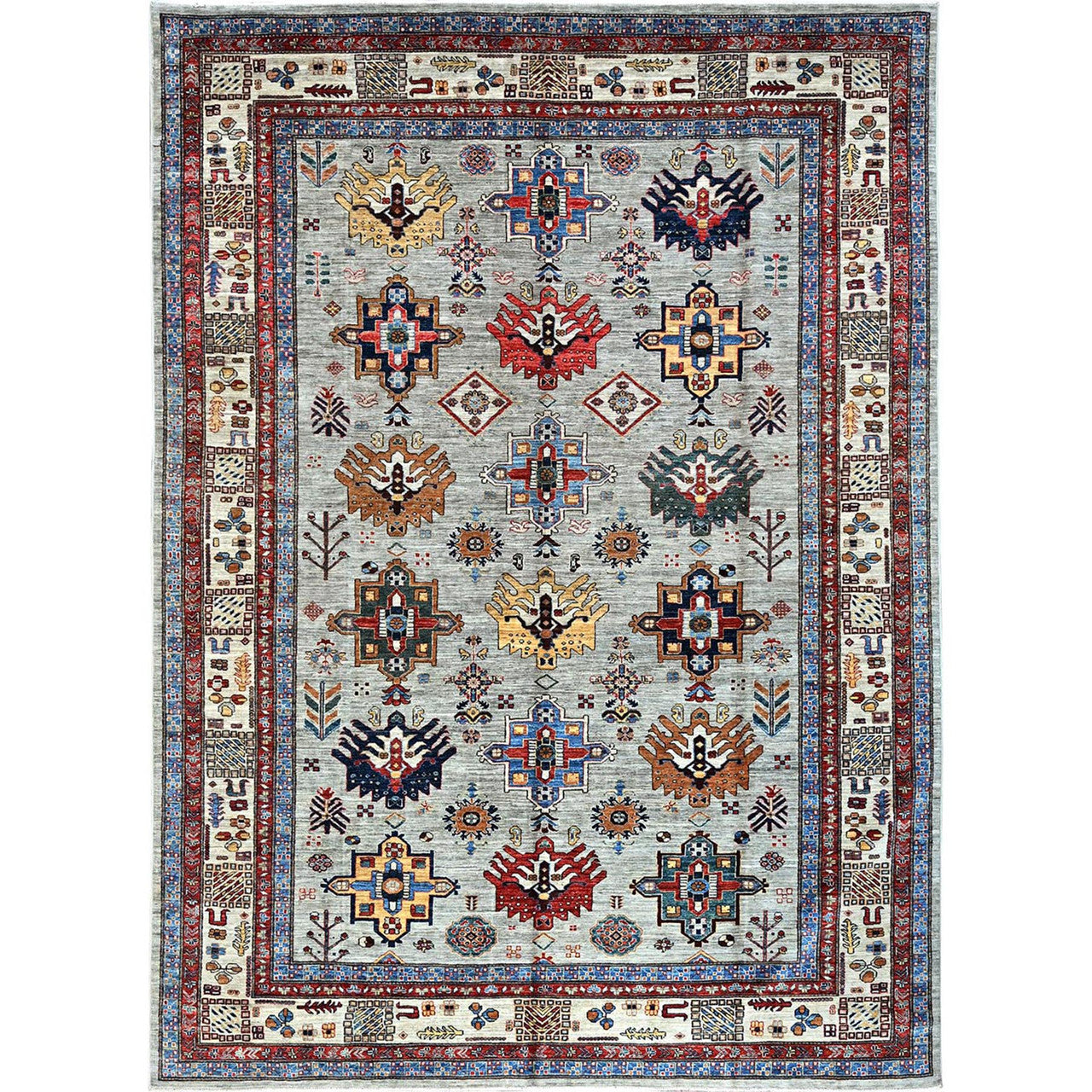 Gray 8'8" x 11'9" Kazak Hand knotted Wool Rug - Sku: O086537