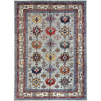 Kazak Wool Hand Knotted Rug Grey Ivory 8.8X11.9 -O086537