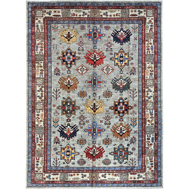 Kazak Wool Hand Knotted Rug Grey Ivory 8.8X11.9 -O086537