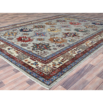 Kazak Wool Hand Knotted Rug Grey Ivory 8.8X11.9 -O086537