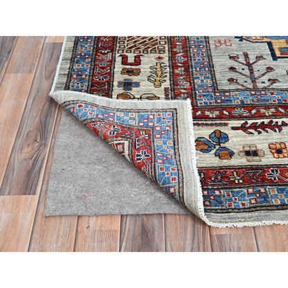 Kazak Wool Hand Knotted Rug Grey Ivory 8.8X11.9 -O086537