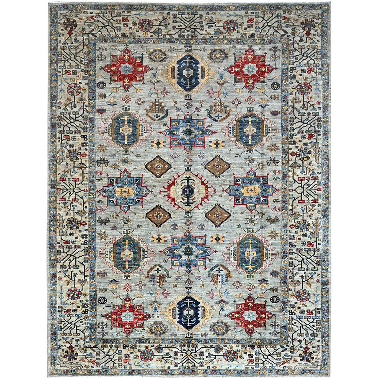Gray 8'9" x 11'9" Kazak Hand knotted Wool Rug - Sku: O086538