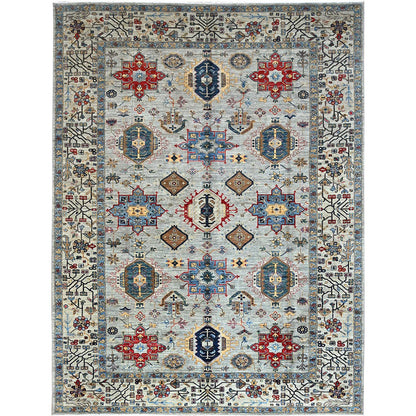 Kazak Wool Hand Knotted Rug Grey Ivory 8.9X11.9 -O086538