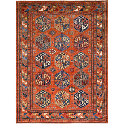 Kazak Wool Hand Knotted Rug Orange Orange 8.10X11.10 -O086539