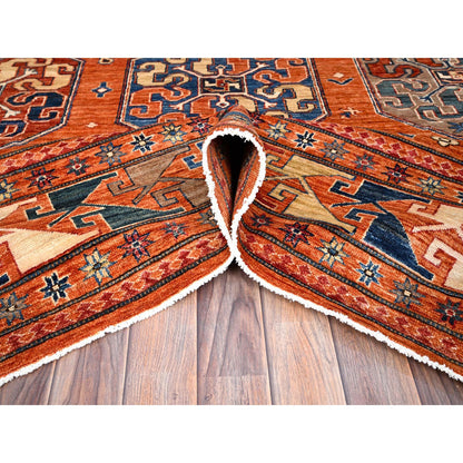 Kazak Wool Hand Knotted Rug Orange Orange 8.10X11.10 -O086539
