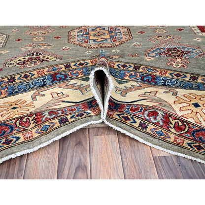 Kazak Wool Hand Knotted Rug Grey Ivory 8.10X11.9 -O086540