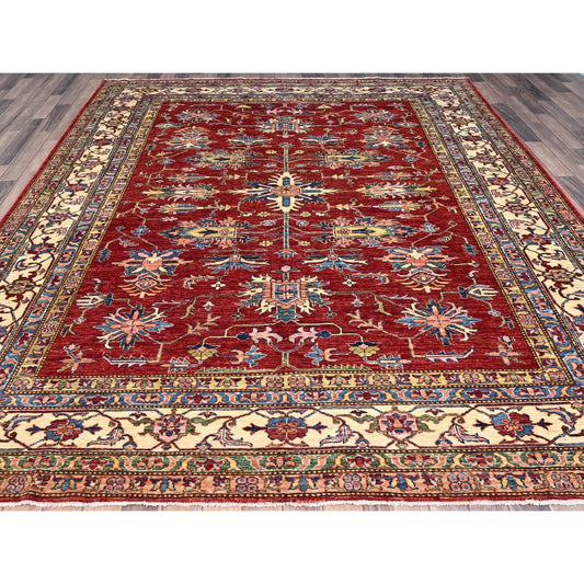 Kazak Wool Hand Knotted Rug Red Ivory 8.3X10.2 -O086541