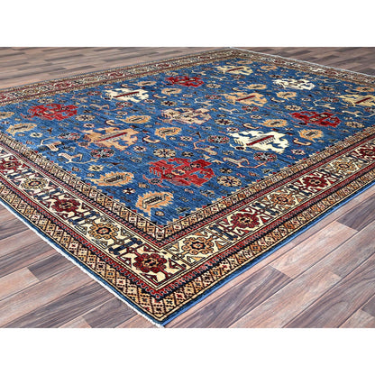 Kazak Wool Hand Knotted Rug Blue Ivory 7.11X9.11 -O086544