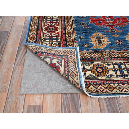 Kazak Wool Hand Knotted Rug Blue Ivory 7.11X9.11 -O086544
