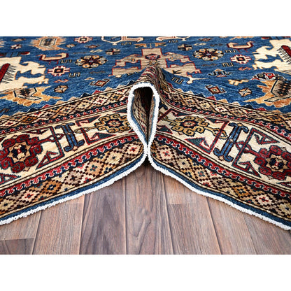 Kazak Wool Hand Knotted Rug Blue Ivory 7.11X9.11 -O086544