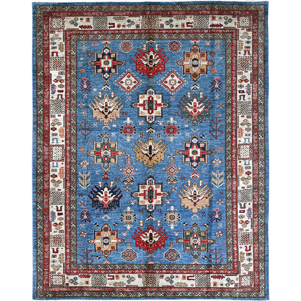 Blue 8'2" x 10'3" Kazak Hand knotted Wool Rug - Sku: O086545
