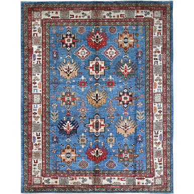 Kazak Wool Hand Knotted Rug Blue Ivory 8.2X10.3 -O086545