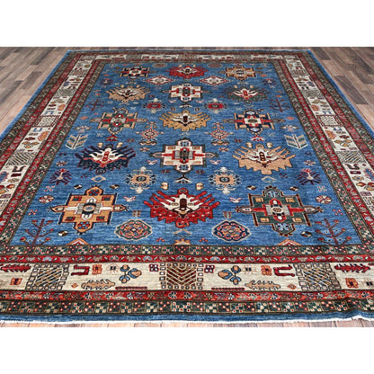Kazak Wool Hand Knotted Rug Blue Ivory 8.2X10.3 -O086545