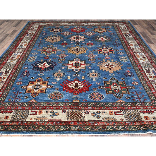 Kazak Wool Hand Knotted Rug Blue Ivory 8.2X10.3 -O086545