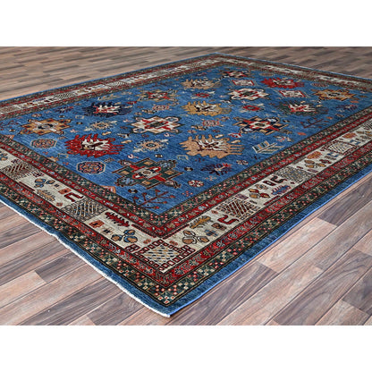 Kazak Wool Hand Knotted Rug Blue Ivory 8.2X10.3 -O086545