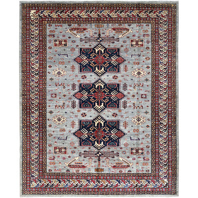 Kazak Wool Hand Knotted Rug Grey Ivory 8.2X10.1 -O086547
