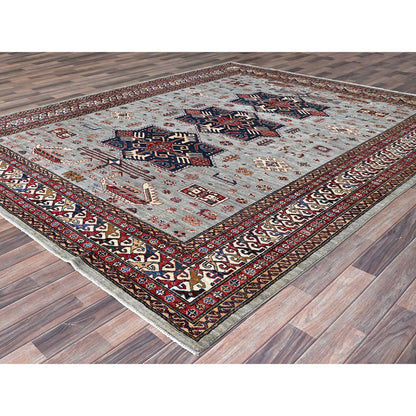 Kazak Wool Hand Knotted Rug Grey Ivory 8.2X10.1 -O086547