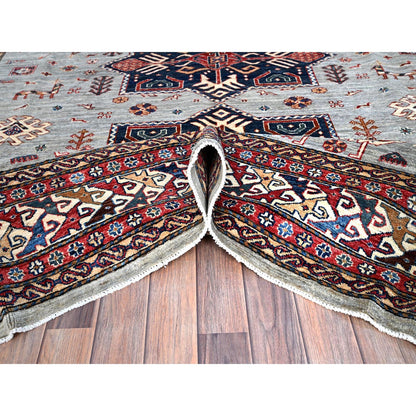 Kazak Wool Hand Knotted Rug Grey Ivory 8.2X10.1 -O086547