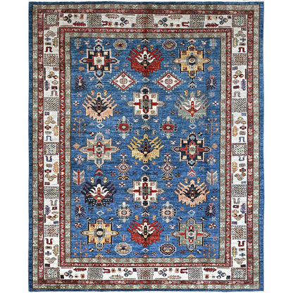 Kazak Wool Hand Knotted Rug Blue Ivory 8.2X10.1 -O086549