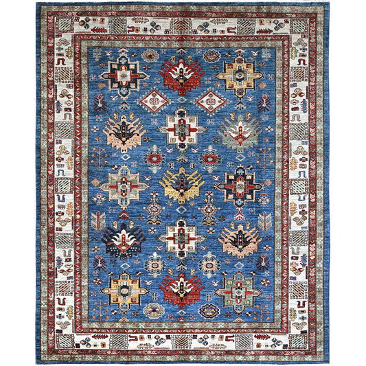 Kazak Wool Hand Knotted Rug Blue Ivory 8.2X10.1 -O086549