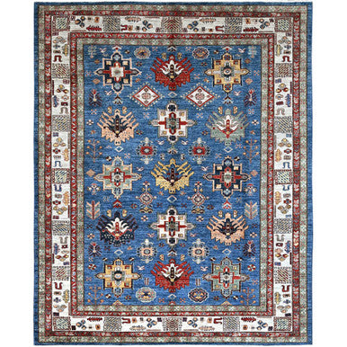 Kazak Wool Hand Knotted Rug Blue Ivory 8.2X10.1 -O086549